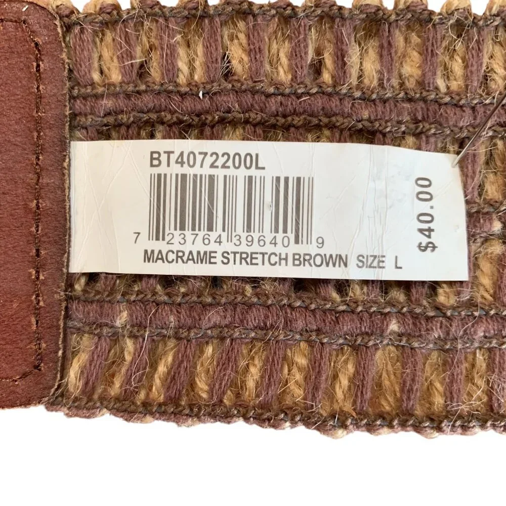 Fossil Leather & Macrame Stretch Belt with Burnished Gold Buckle Womens O/S - Picture 12 of 14